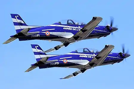La patrouille acrobatique Mustang X-Ray de l'Armée de l'air française au Royal International Air Tattoo 2022