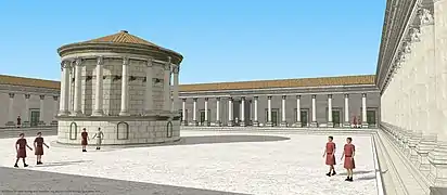 Restitution 3D de l'Agora de la ville de Pergé dans l'Antiquité.
