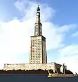 Le phare d'Alexandrie, reconstitution tridimensionnelle basée sur une étude de 2006.