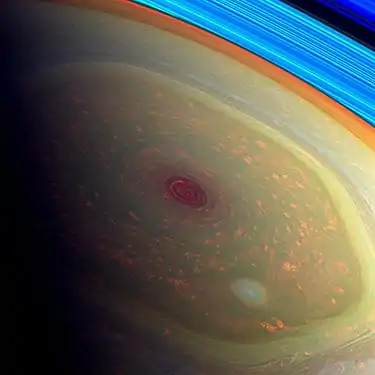 Hexagone de Saturne en fausses couleurs (novembre 2012)
