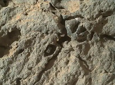 Détail d'une roche par la caméra MAHLI.(juin 2013)