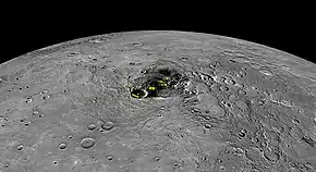 Image reconstituée du pôle nord de Mercure.