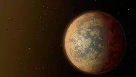 Vue d'artiste d'une exoplanète rocheuse.