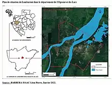 Plan de situation de Lambaréné dans le département de l'Ogooué et des Lacs