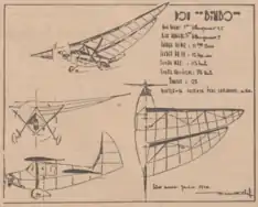 Le "POU-BIMBO" moto-planeur conçu par Michel Minéo alliant les concepts du Pou-du-ciel et du M-5 - Les Ailes, n° 764, février 1936