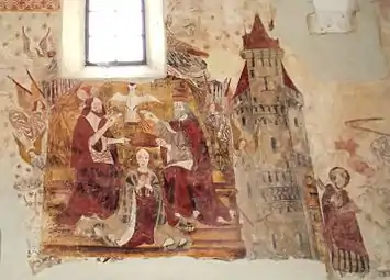 Église de Martignac, fresque sud, Entrée de Jérusalem (= Paradis).