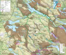 Carte des zones d'élevages du renne dans les trois parcs voisins.