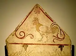 Le coq de Paestum, fresque d'une tombe lucanienne.