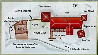 Plan du château d'après les Amis de Vaulgrenant.