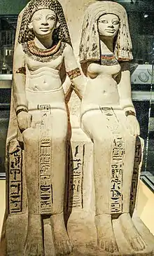 Paire de statues des époux Nebsen et Nebet-Ta. Règne de Thoutmosis IV ou Amenhotep III, 1400-1352 av. J.-C.