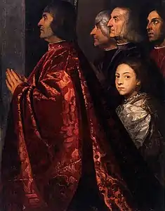 Jacopo Pesaro et les membres de sa famille.