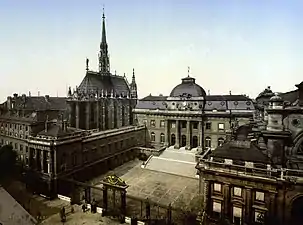 La Cour de Mai et la Sainte Chapelle, Boulevard du Palais (photochrome pris entre 1890 et 1900).