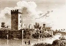 Palais des papes de Sorgues, gravure de Baugéan.