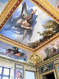 La salle des bijoux,dans l'ancien grand cabinet de Louis XIV, avec les peintures de Jean-Baptiste Mauzaisse