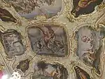 Voûte décorée de fresques par Luca Cambiaso avec des épisodes d'orgueil puni