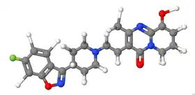 Structure moléculaire de la palipéridone en 3D.