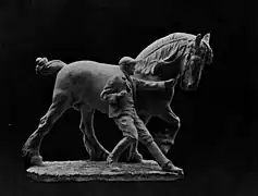 The horse tamer, parfois également nommé Stallion and Groom, sculpture représentant un Percheron, par C.D. Arnold, 1901.