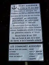 Pancarte explicative du monument commémoratif du Pont-Gaudron.