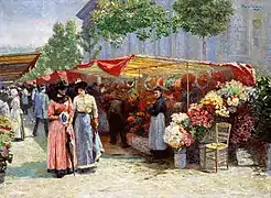 Marché aux fleur à Paris, 1890