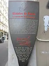 Panneau Histoire de Paris « Couvent des Madelonnettes »