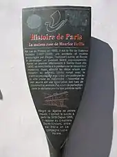 Panneau Histoire de Paris Maison Rose de Maurice Utrillo.