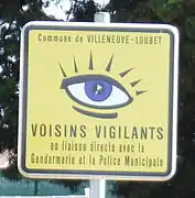 Panneau Voisins vigilants à Villeneuve-Loubet.