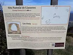 Panneau informatif sur le Site pastoral de Llasseras