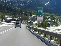 Sur la semi-autoroute H9 de la route du Simplon (A9s) la vignette autotoutière n'est pas nécessaire.