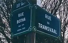 Intersection de la rue du Transvaal avec la rue Botha.