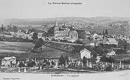 Vue d'une carte postale ancienne représentant une ville minière au XIXe siècle.