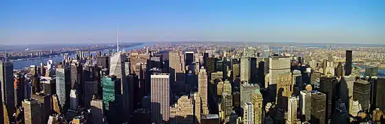 Vue de Midtown Manhattan depuis l'Empire State Building, à New York.