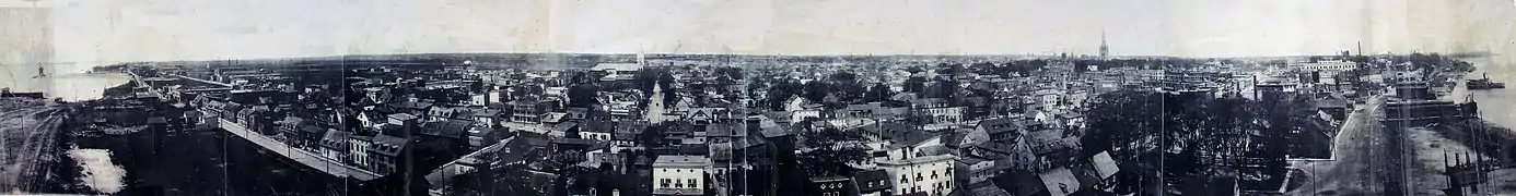 Vue sur le quartier Saint-Philippe à Trois-Rivières vers 1920.