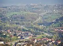 Vue aérienne de la voie rapide urbaine de Chambéry sur sa portion sud