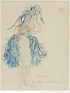 Papagena (maquette de costume de Jacques Drésa pour l'Opéra de Paris, 1922).