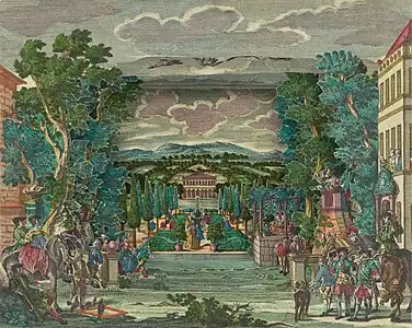 Théâtre optique figurant un jardin italien