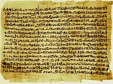 papyrus et hiéroglyphes