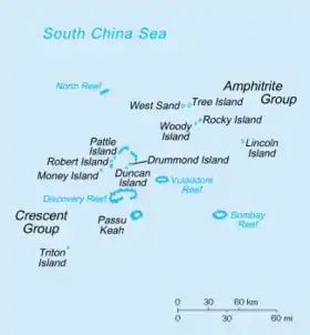 Carte des îles Paracels.
