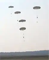 Parachutistes observés au sol.