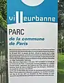 panneau d'inauguration du Parc de la Commune de Paris