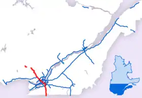 Carte de l'autoroute 15.