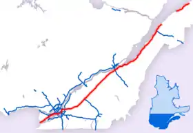 Carte de l'autoroute 20.