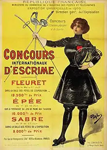 Affiche "Concours internationaux d'escrime", pour l'Exposition universelle de 1900, par Jean de Paleologue.