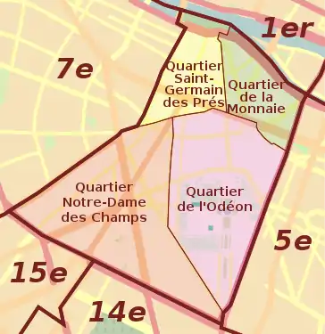 Les quartiers du 6e arrondissement.