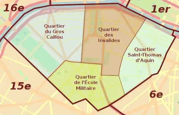 Les quartiers du 7e arrondissement.