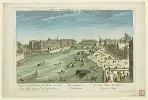 Le pont Rouge se trouve à gauche de l'image (vers 1760).