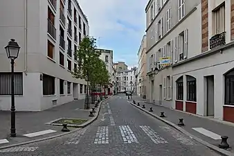 Vue de la rue Gérard et de la rue Samson depuis l'angle de la rue Simonet.