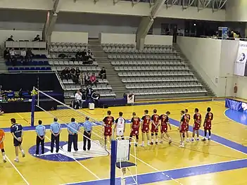 Les joueurs face au Paris Volley