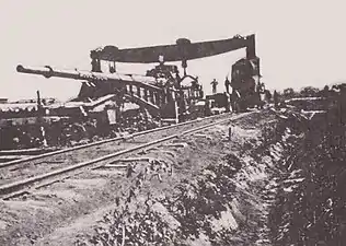 Montage du Pariser Kanone, front occidental 1918.