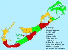 Carte des paroisses des Bermudes