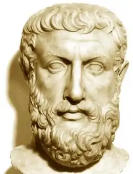 Parménide, philosophe grec.